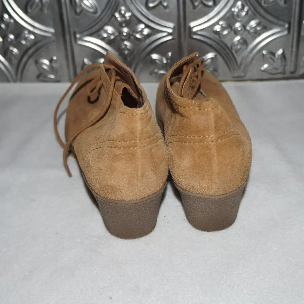 Land's End Womens Size 8.5B BROWN Chakka Suede Leather Wedge Ankle Booties